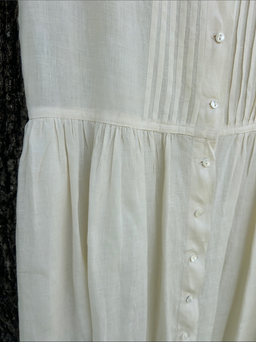 VTG Rare Polo Ralph Lauren Country 100% Linen Eyelet Pintuck Dress Cream size12 - Picture 9 of 13